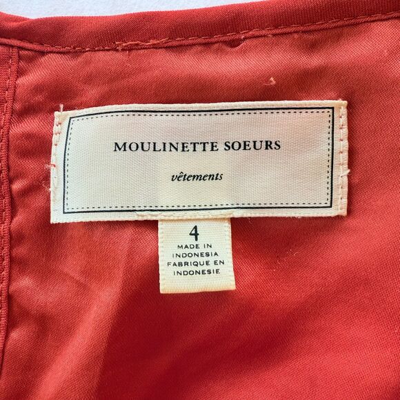 Anthropologie Moulinette Soeurs Horkelia Lace Short Sleeve Shift Dress in Orange - Picture 7 of 12